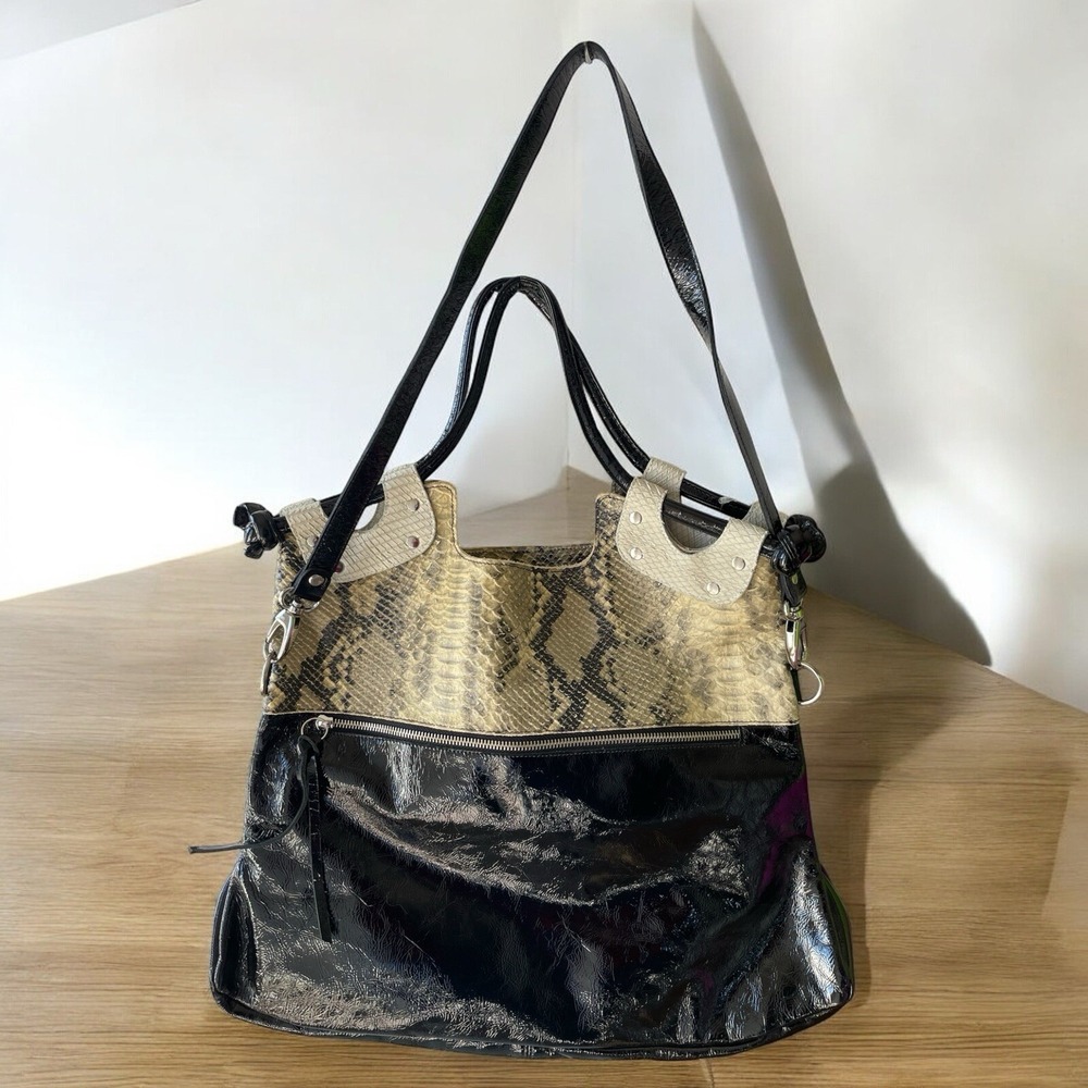 NWT Marmi Multi Color Black and Snake Embossed Tote Bag Purse